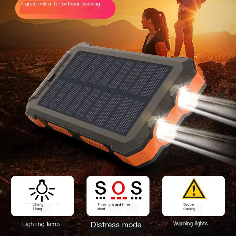 Outdoor Solar Power Bank with Compass, 20000mAh Capacity