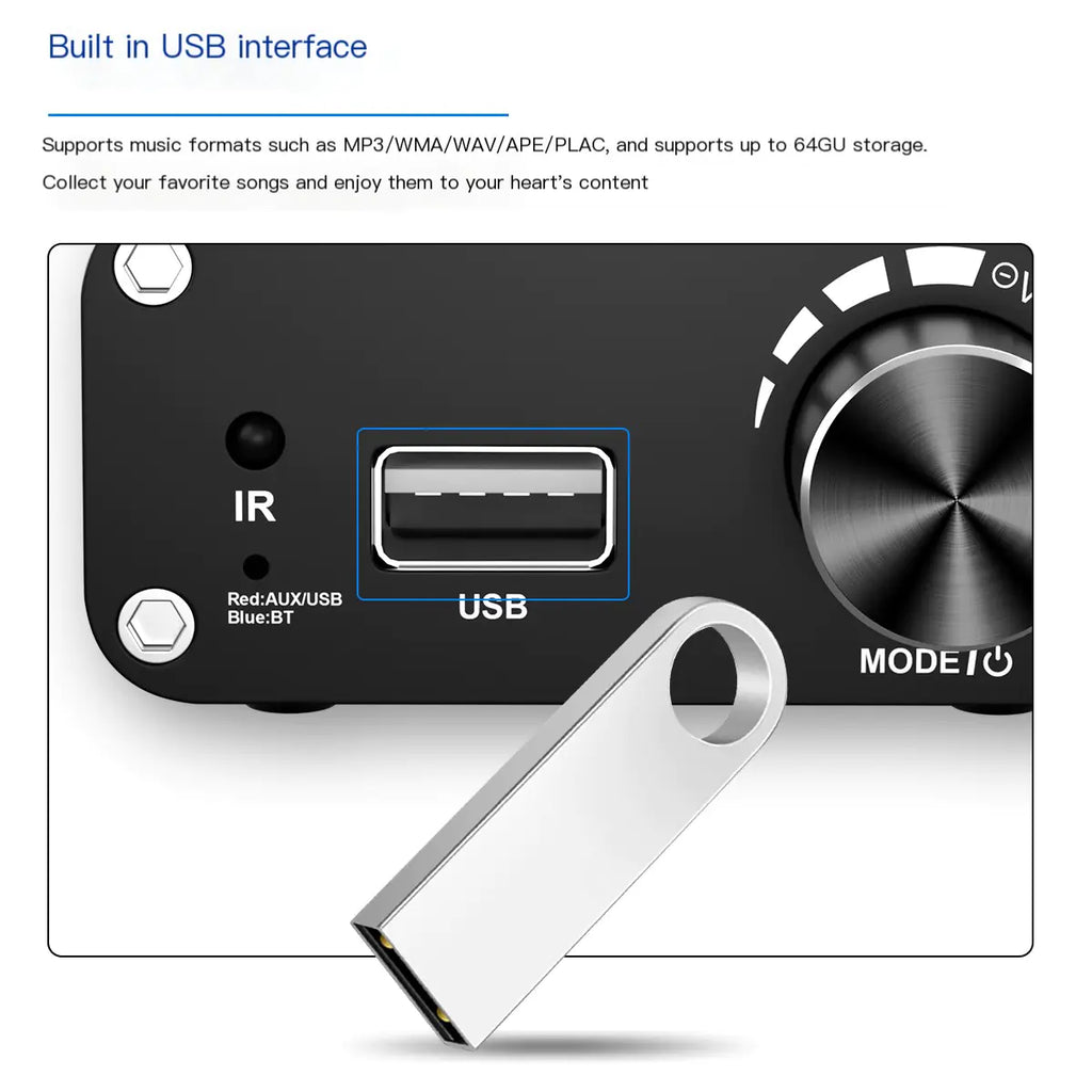 200W Mini Bluetooth Power Amplifier 2.0 Channel
