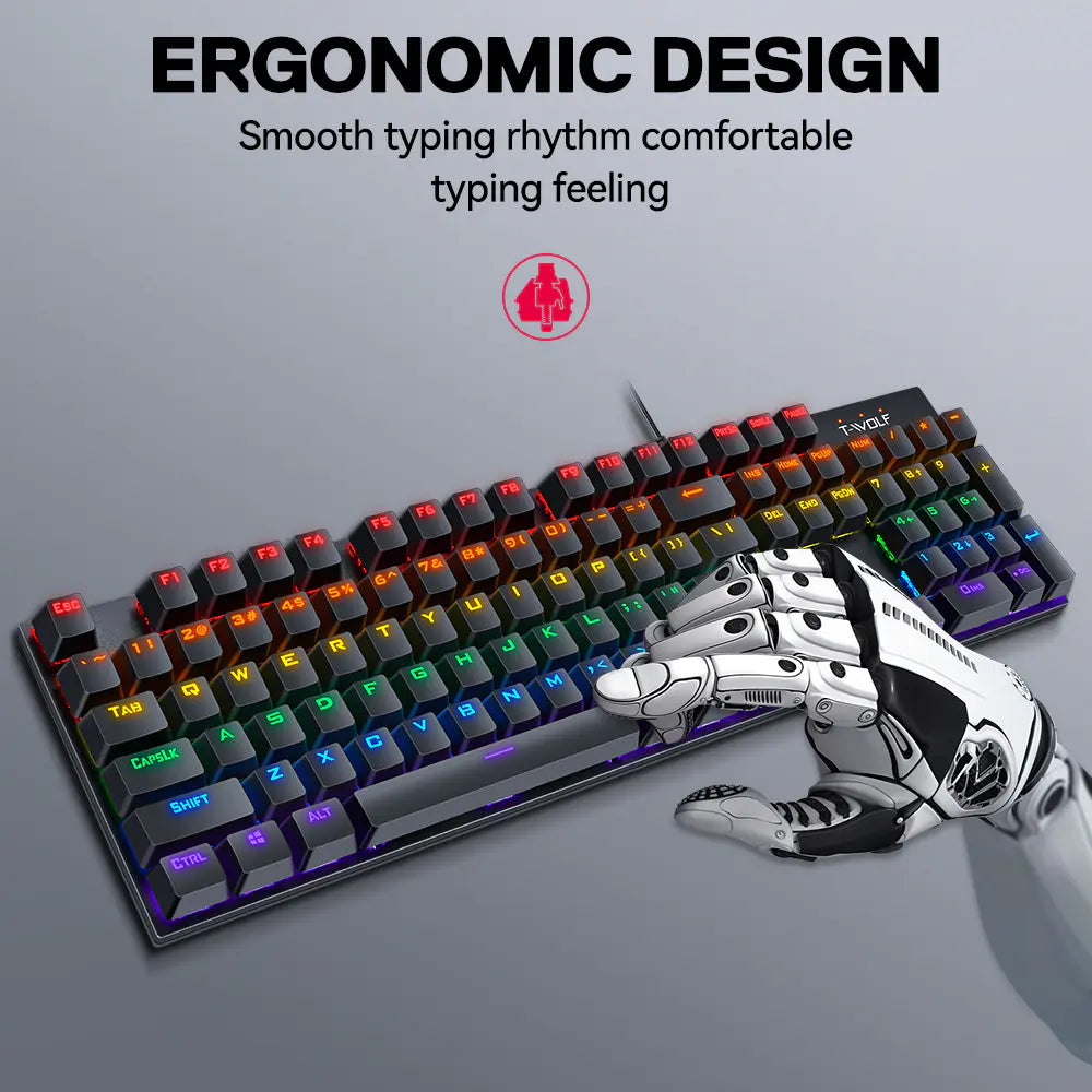 Luminous Retro Punk Mechanical Wired Gaming Keyboard