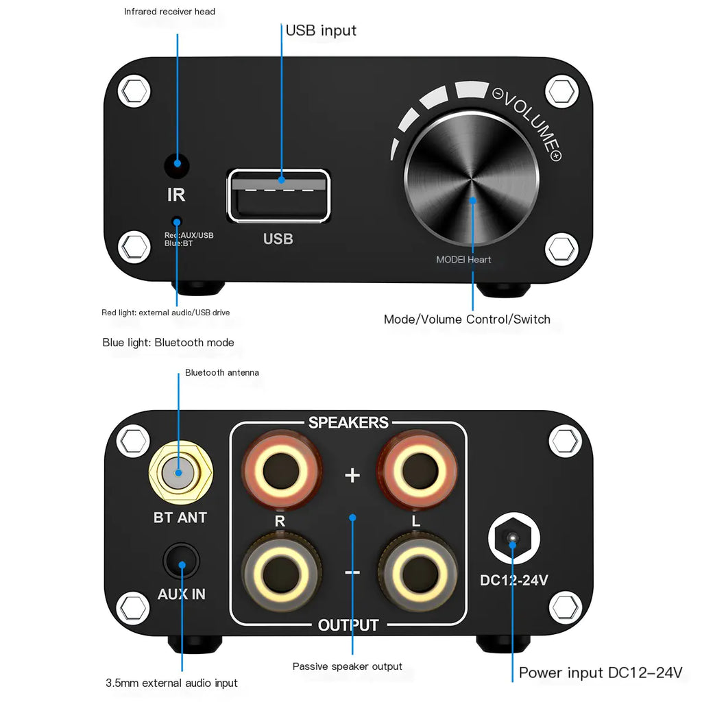200W Mini Bluetooth Power Amplifier 2.0 Channel