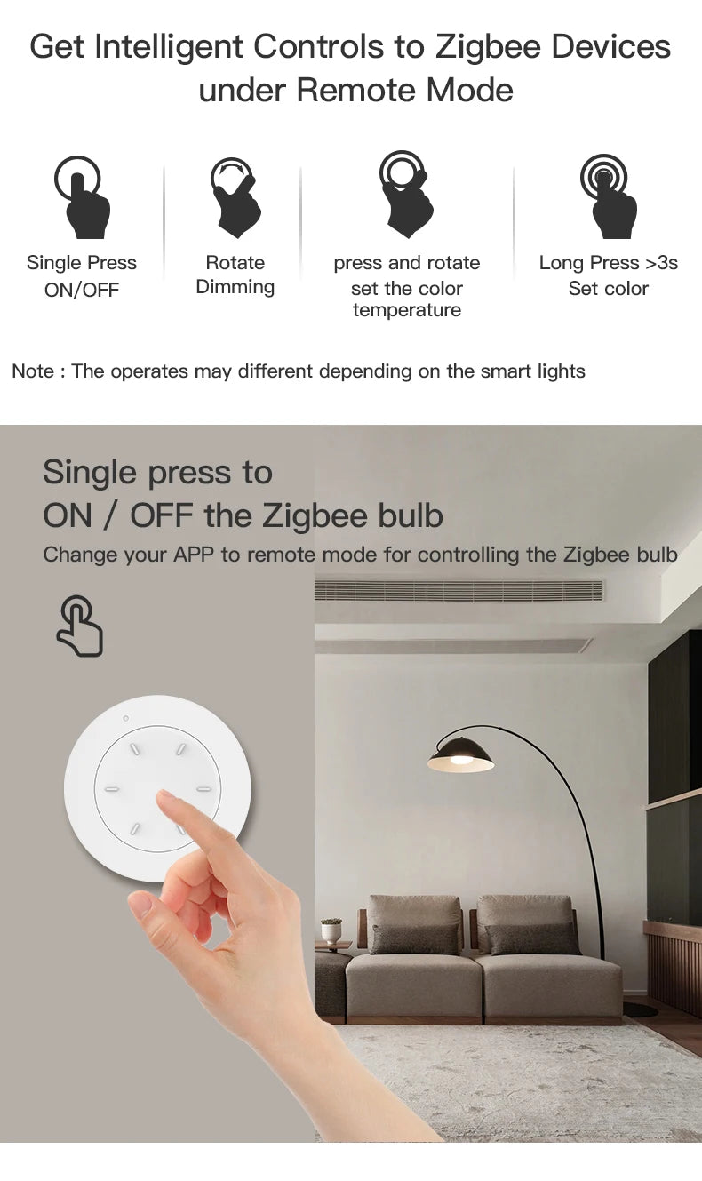 Tuya ZigBee Smart Knob Switch DIY Wireless Scene Button Rotatable Dimmer Switch Home Appliances Automation Linkage Remoter
