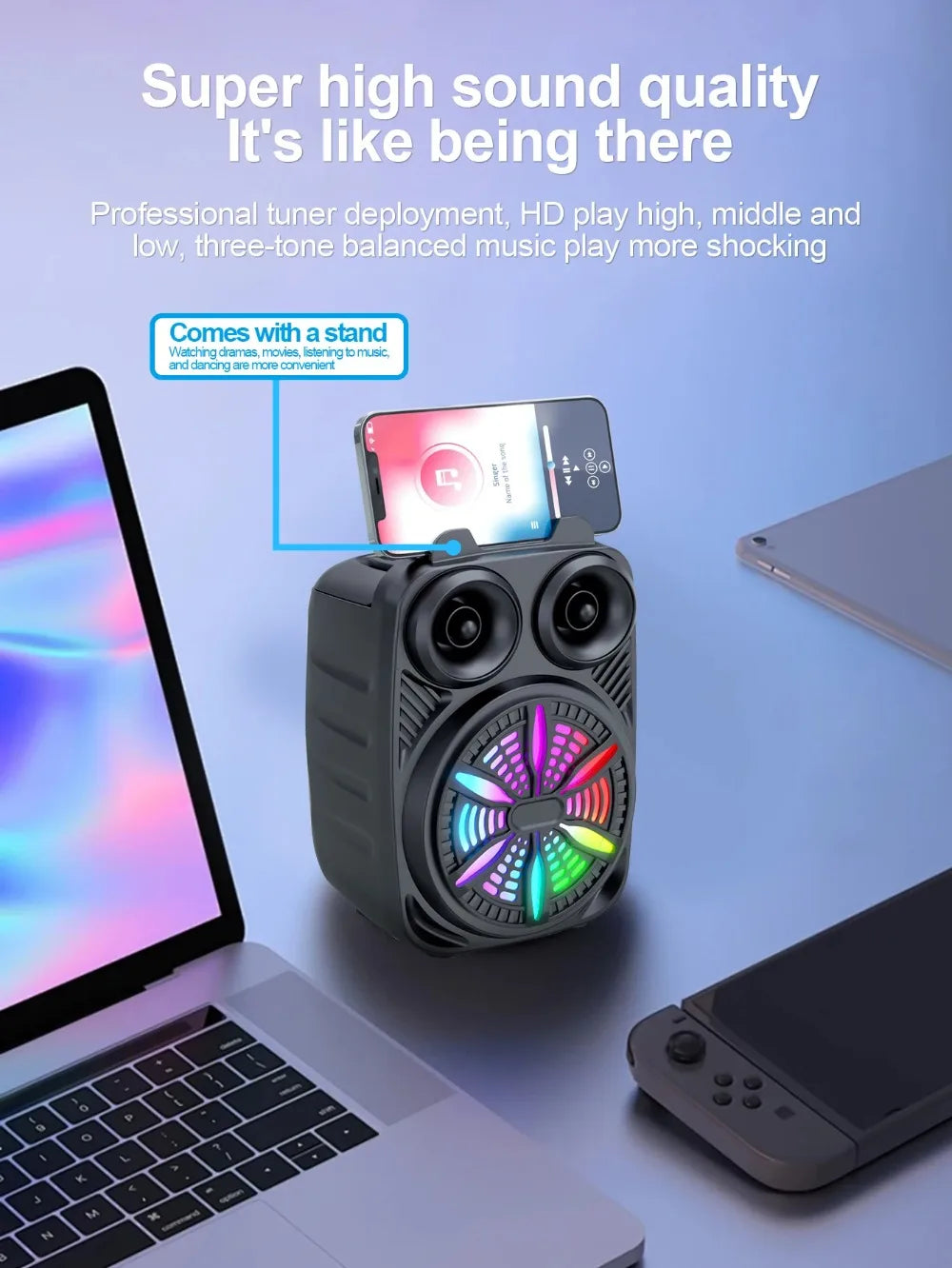500mAh Bluetooth speaker Sound box high power bluetooth speakers TF Udisk karaoke handheld sound subwoofers for dancing