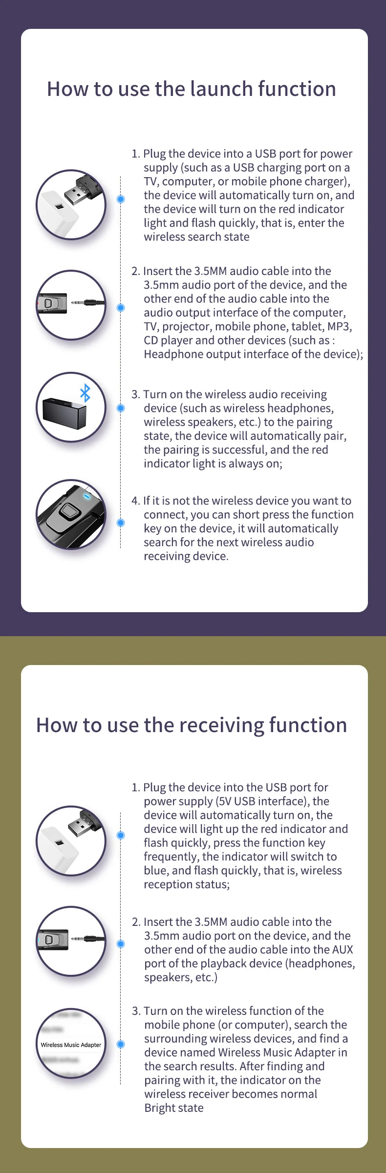 H7/H3 Tv Bluetooth Headphone Wireless Headset with Mic USB Adaptor Headset Noise Cancelling Stereo Foldable Bass for TV Earphone