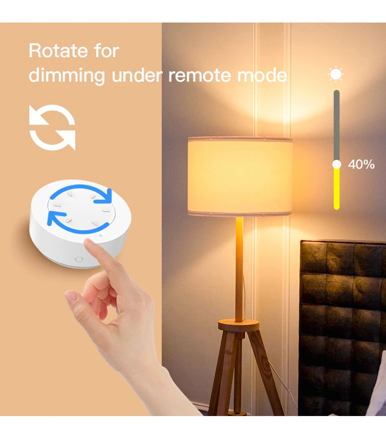 Tuya ZigBee Smart Knob Switch DIY Wireless Scene Button Rotatable Dimmer Switch Home Appliances Automation Linkage Remoter