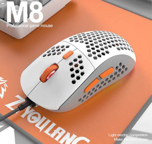 M8 LED Gaming Mouse with Ergonomic Honeycomb Design