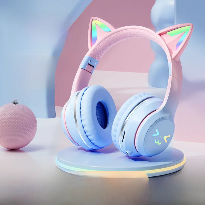 New Gradient Cat Ear Bluetooth Headphones Wireless